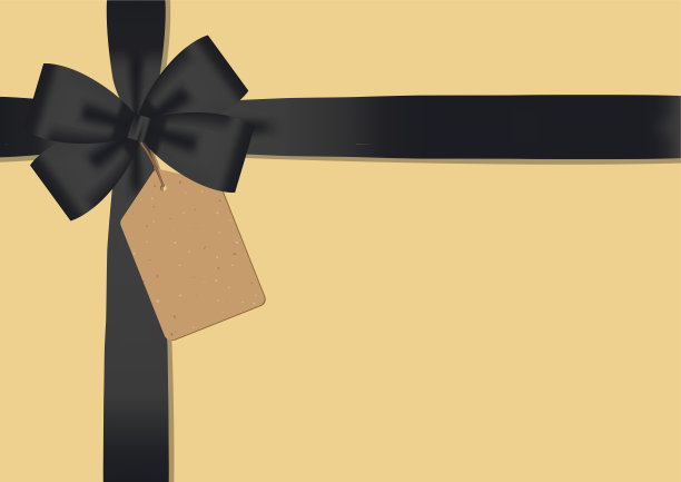 背景与黑色丝带和牛皮纸标签。图片下载