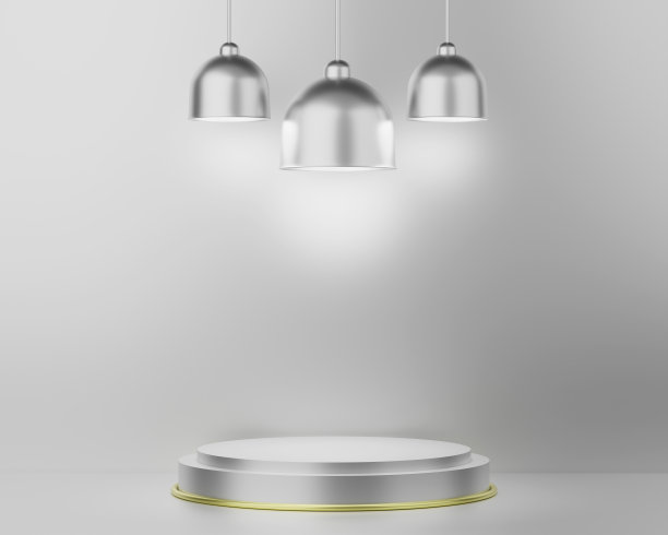 Abtract几何形状。银和金金属场景豪华，设计化妆品或产品展示讲台3d渲染。舞台渲染产品在白色讲台工作室。图片下载