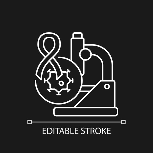 癌症临床试验白色线性图标为黑色主题图片下载
