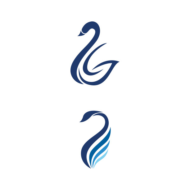 天鹅图标模板矢量插图图片下载