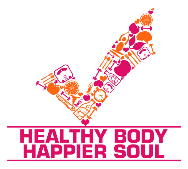 健康的身体快乐的灵魂粉红色橙色健康符号在上面打勾图片下载