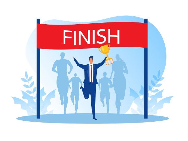 完成业务，商人赢得奖杯奖杯成功概念矢量插图画家图片下载