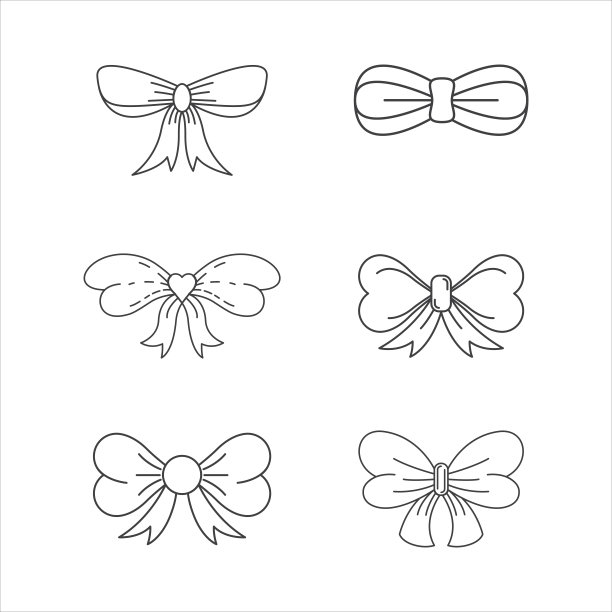 蝴蝶结风格矢量图标设计插图图片下载