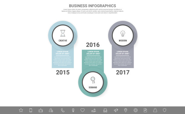 带有三个圆的现代矢量信息图。业务模板有3个步骤图片下载