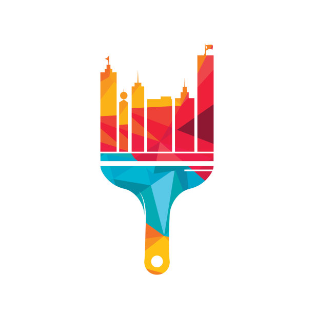 城市油漆刷矢量标志设计。建筑改造修复建筑图标。图片下载