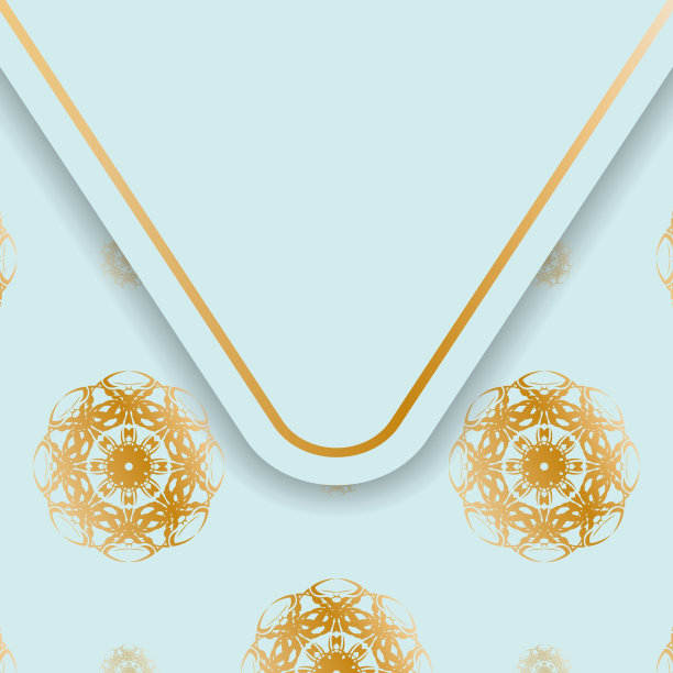 为印刷准备的复古金图案海蓝宝石传单。图片下载