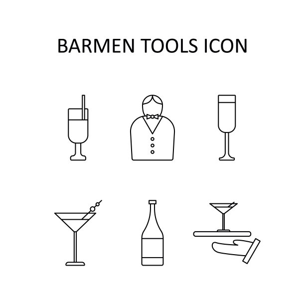 矢量插图酒保图标。轮廓图标图片下载