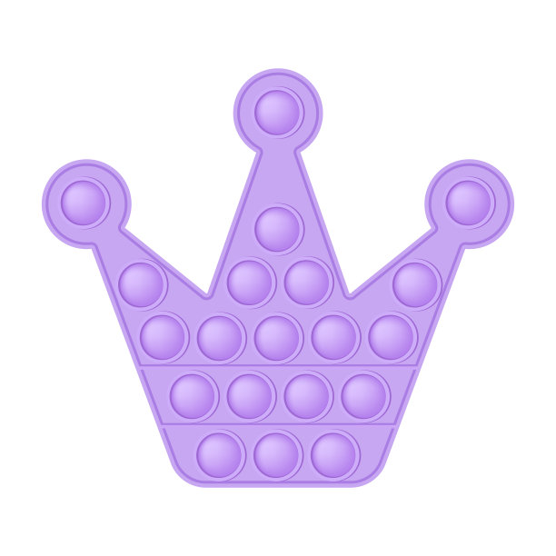 Popit紫色皇冠一个时髦的硅玩具，用于坐立不安。淡粉色成瘾抗压力玩具。泡泡感官正在发育，给孩子的手指敲泡泡。矢量插图孤立在一个白色的背景。图片下载