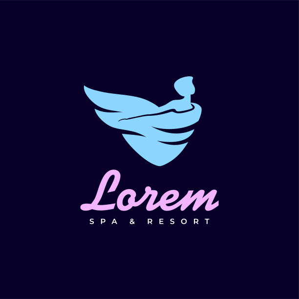 飞行天使标志，温泉会徽，矢量插图图片下载