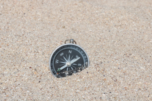 经典的航海指南针象征着海滩上的旅游用指南针、旅游用指南针和户外活动图片下载