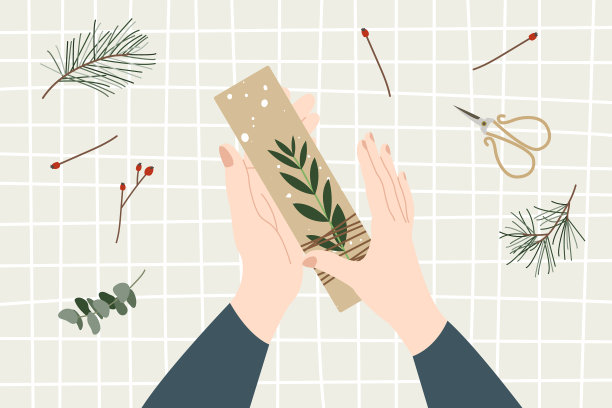 妇女包装圣诞礼物假日工作坊图片下载