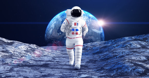 宇航员在星球表面奔跑的慢动作镜头图片下载