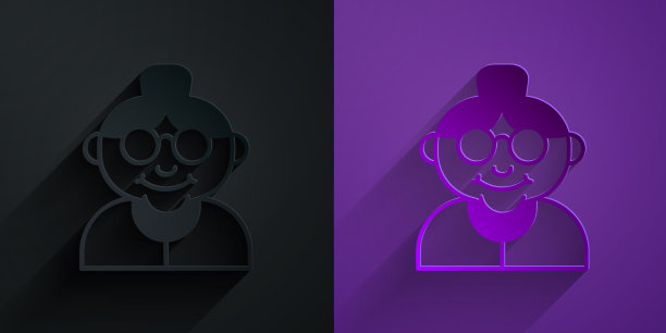 剪纸把祖母的图标孤立在黑色上图片下载