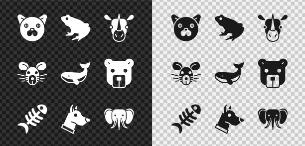 集猫蛙犀牛鱼骨架狗头图片下载