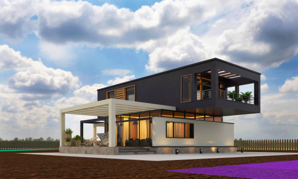 别墅外景的3d渲染图片下载