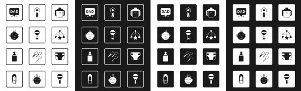 设置婴儿奶瓶拨浪鼓婴儿玩具小男孩头图片下载