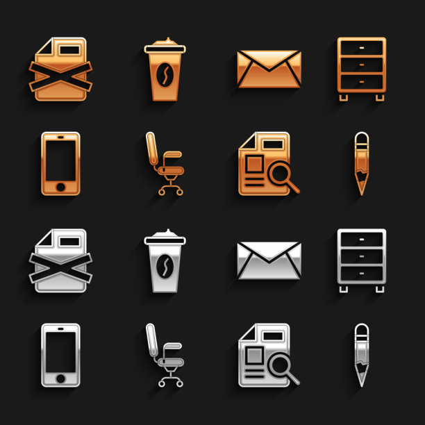 办公椅，档案文件，抽屉，铅笔图片下载