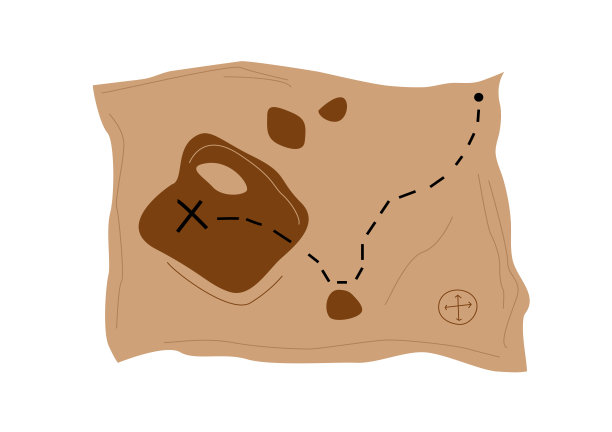 向量海盗藏宝图在平坦的风格图片下载