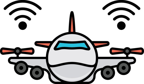 自动飞行飞机概念，自动飞机矢量颜色图标设计，未来交通符号，无人驾驶绿色交通创新标志，自动飞行器股票插图图片下载