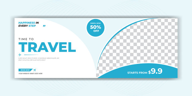 旅行社社交媒体贴Facebook封面时间线网页横幅模板图片下载