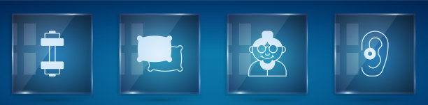 设置哑铃枕头奶奶和助听器图片下载