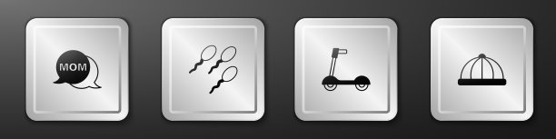 Set speech气泡妈妈精子滑板车和图片下载