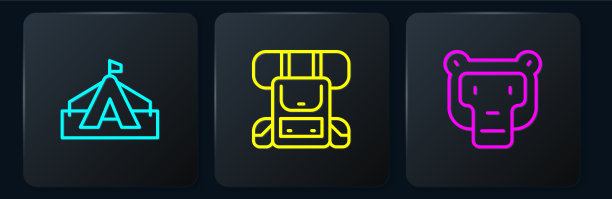 设线旅游帐篷猴和徒步背包图片下载