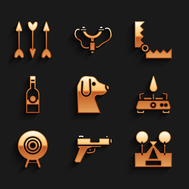 设置狗手枪或枪游客帐篷露营瓦斯图片下载