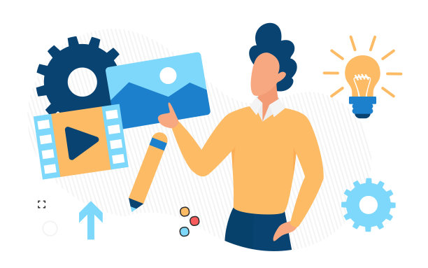 商业设计，男美术师从事图形渲染。图片下载