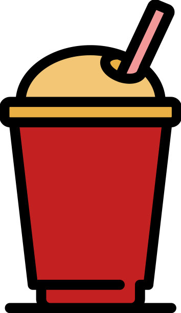 果汁塑料杯图标颜色轮廓图片下载