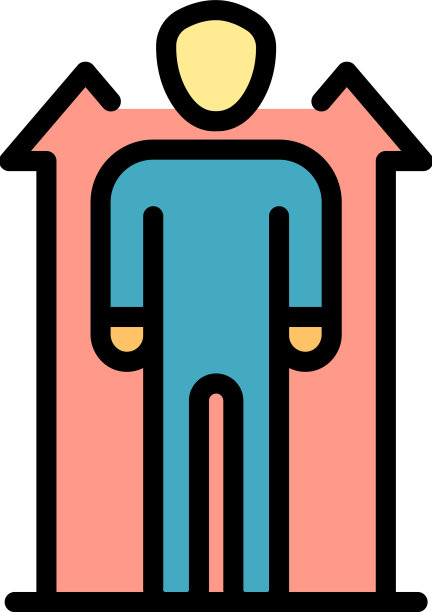 男人和两个向上的箭头图标颜色轮廓图片下载