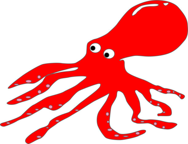 红色章鱼的插图素材图片下载