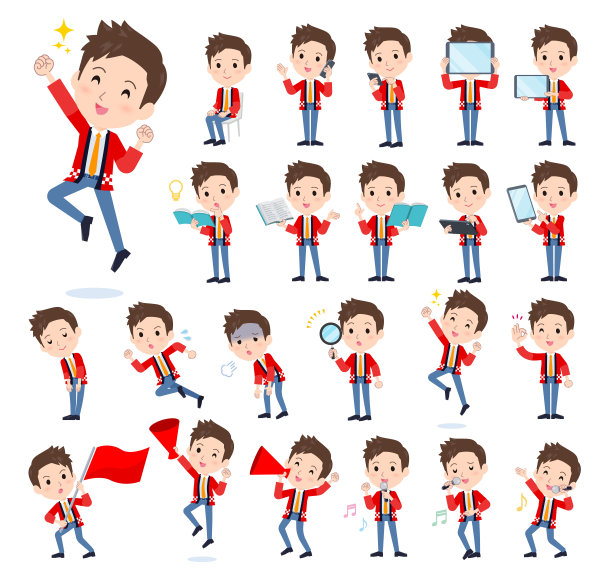 一群穿着快乐外套的男人，手里拿着智能手机等数字设备图片下载