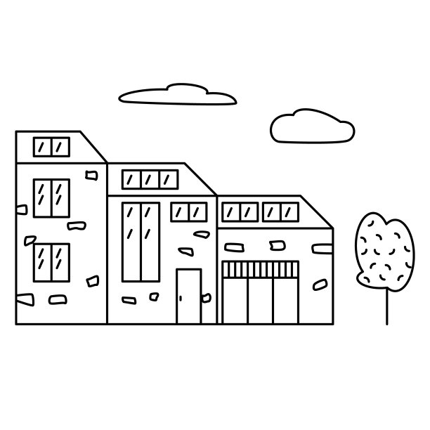 由石头和玻璃组成的三层住宅建筑。现代时尚设计的住宅别墅。矢量复杂图标与细节，离线，孤立。图片下载