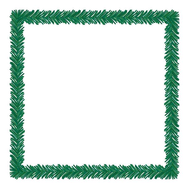 绿色花框矩形框植物框边框装饰扁平图片下载