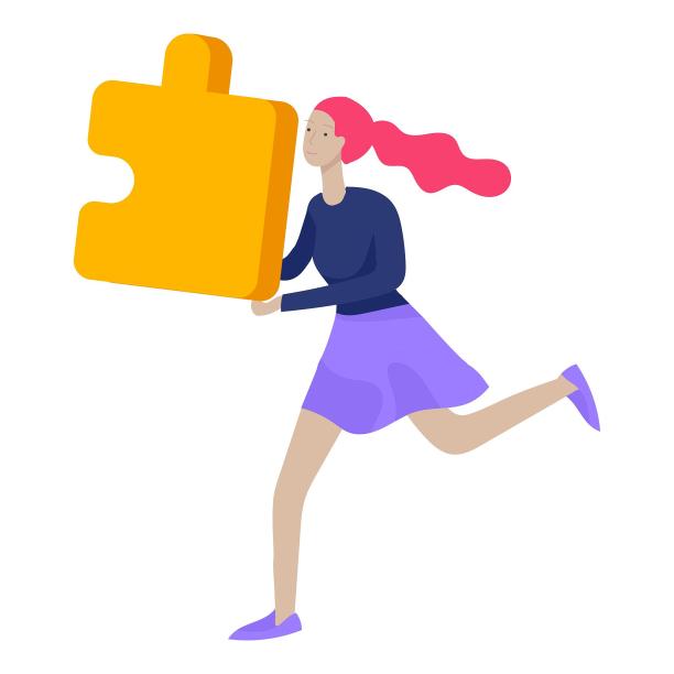 手绘插画人物女性奔跑拼图素材图片下载