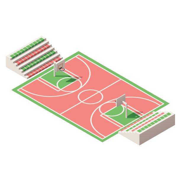 户外设施篮球场球场操场卡通图片下载