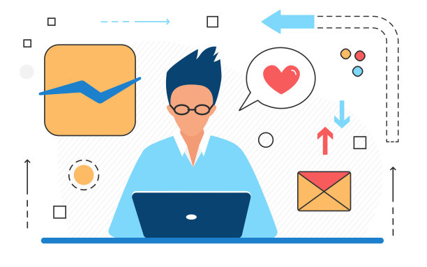 在互联网上进行数据交换，人们在线发送信息。图片下载