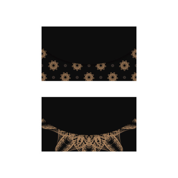 黑色名片模板与豪华的棕色装饰为您的接触。图片下载