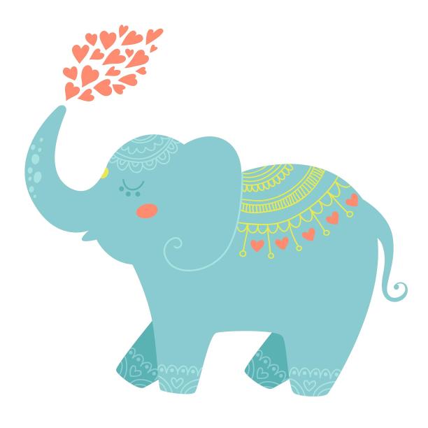 大象爱心小象可爱卡通动物涂鸦图片下载