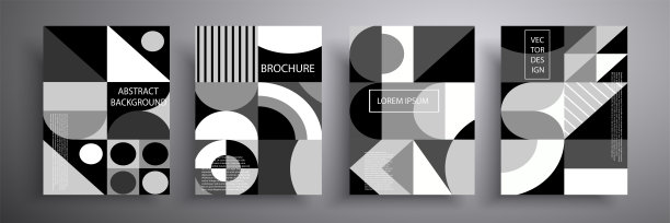 的封面。抽象几何图案背景，矢量圆、三角形和正方形线条，艺术设计。黑白背景。书的封面，海报，传单，杂志的作文。图片下载