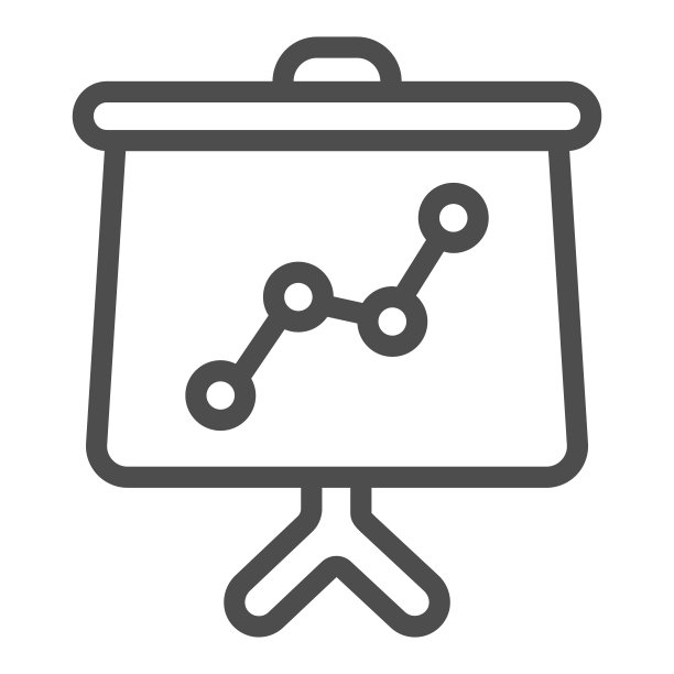 带有支架线的演示板上的增长图：分析概念，移动概念和网页设计的白板矢量图标图片下载