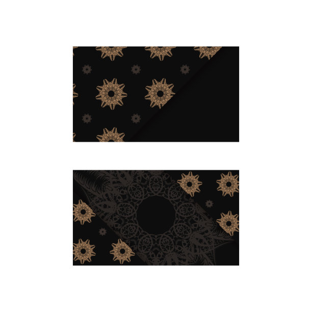 黑色名片模板与老式的棕色模式，为您的联系。图片下载