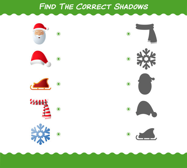 找到正确的卡通圣诞阴影。搜索与匹配游戏。学龄前儿童和幼儿的教育游戏图片下载