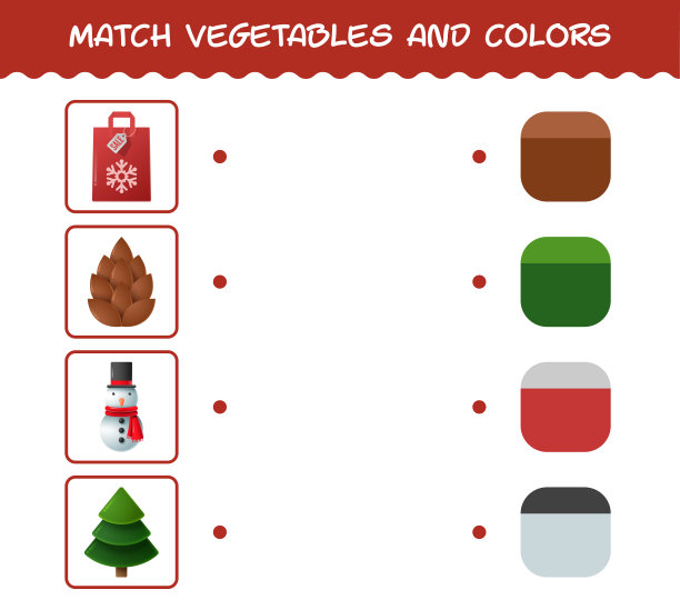 搭配卡通圣诞和色彩。匹配的游戏。学龄前儿童和幼儿的教育游戏图片下载