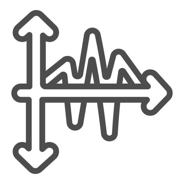 带有曲线的图表线图标，图表概念，白色背景上的倾斜和下降图表矢量标志，移动概念和网页设计的轮廓样式图标。矢量图形。图片下载