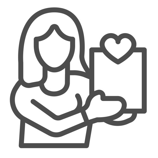 带有心形线的女人和纸张图标，约会概念，白色背景上的约会问卷矢量符号，移动概念和网页设计的轮廓样式图标。矢量图形。图片下载