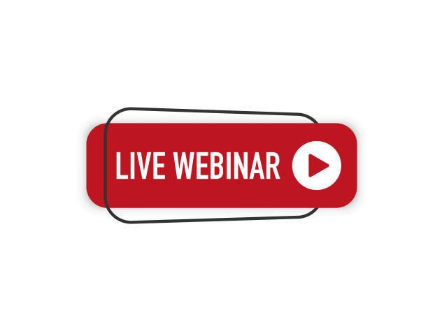 实时网络研讨会按钮，图标，标志。现场研讨会标签图片下载