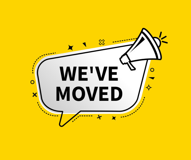 我们用扩音器移动了矢量插图。现代网页横幅演讲泡沫，广告和营销贴纸图片下载