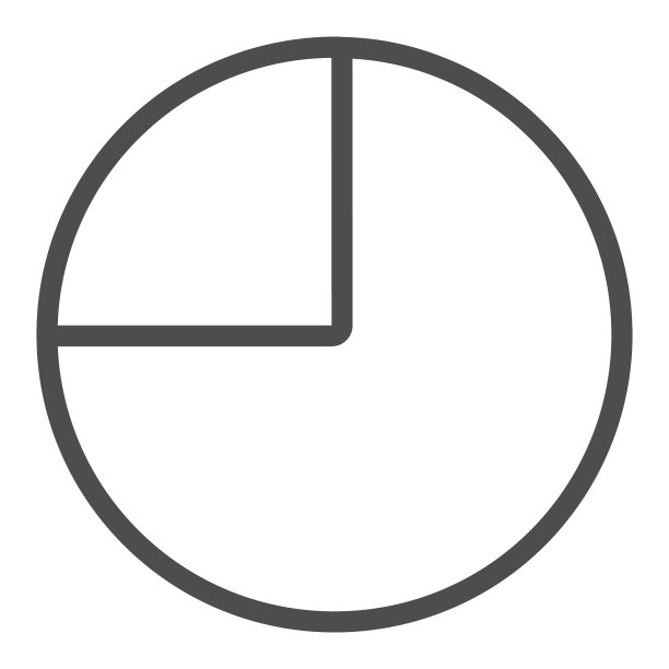 带有四分之一分数线图标的饼状图，图表概念，白色背景上的四分之一圆矢量符号，用于移动概念和网页设计的轮廓风格图标。矢量图形。图片下载